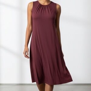 Ralph Lauren Sport Burgundy Pima Cotton Lyocell Sleeveless Fit Flare Dress M